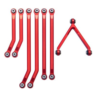 Adjustable Pull Rod for Axial for SCX24 90081 for Deadbolt AX00004 1/24 Aluminum High Clearance Chassis Links Set RC Crawler Car Truck Model Parts(Red)