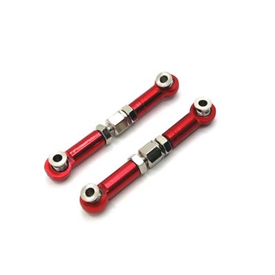 Adjustable Pull Rod for MJX for Hyper Go 16207 16208 16209 16210 H6 Metal Steering Rod Upgrade Linkage Remote Control Car Parts(Red)