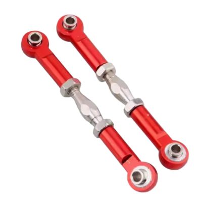 Adjustable Pull Rod for HSP 94111 94188 106017 166017 1/10 2pcs Aluminum Alloy Servo Linkage Front Rear Link Set RC Car Upgrade Part 08242 06016(Red)
