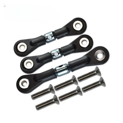 Adjustable Pull Rod for Tamiya for TT-02 TT-02T for TT02 TT02T 1/10 3Pcs Steering Link Rod Servo RC Car Upgrade Parts Accessories(Gray)