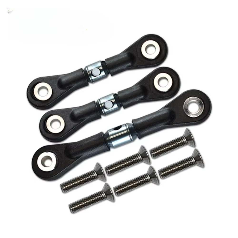 Adjustable Pull Rod for Tamiya for TT-02 TT-02T for TT02 TT02T 1/10 3Pcs Steering Link Rod Servo RC Car Upgrade Parts Accessories(Gray)