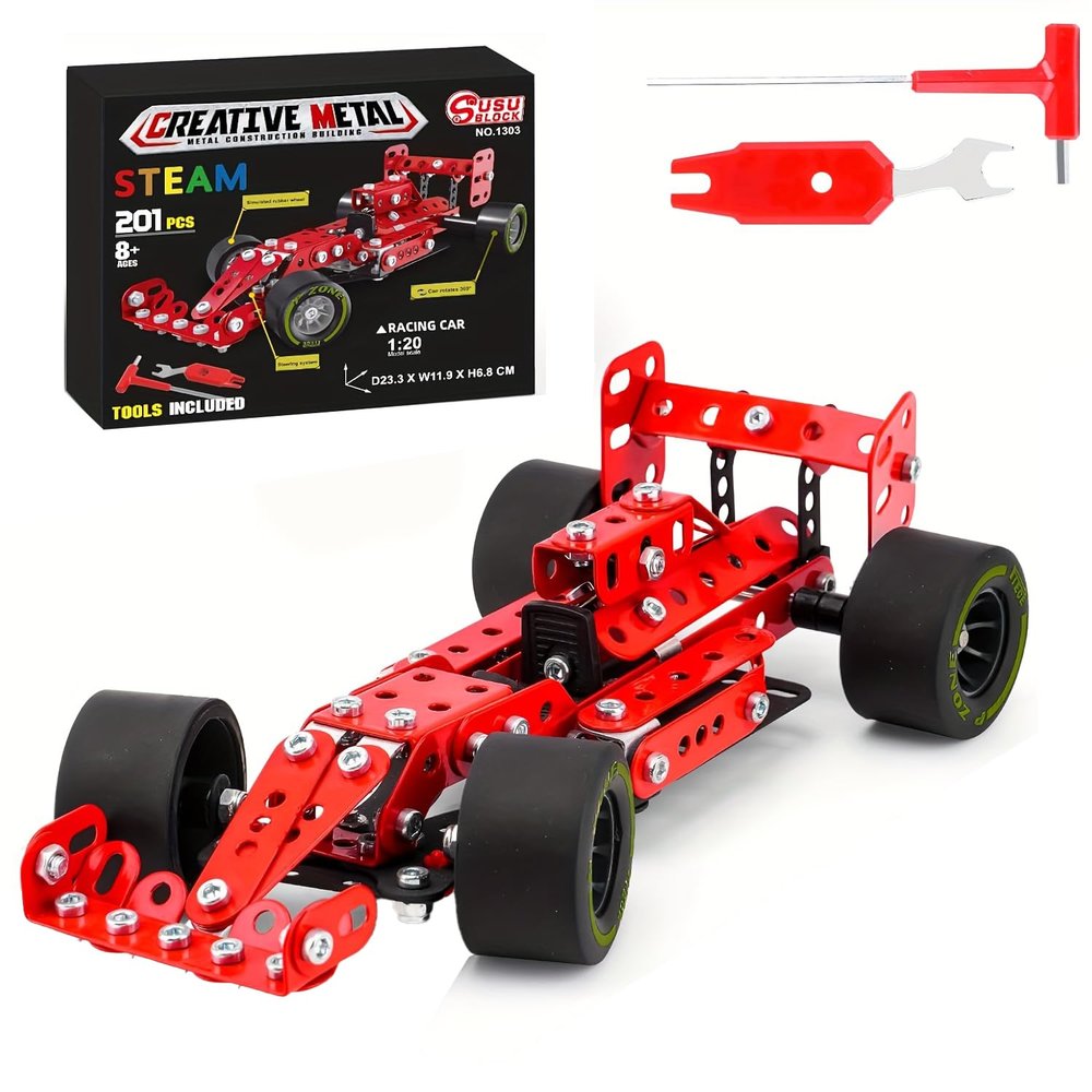 1:20 Scale Metal Assembly Racing car Model, Equipped with 201 Metal Parts and Matching Assembly Tools, Highly restores the Streamlined Body of Real Racing Cars.