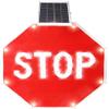 24" Solar LED Stop Sign, LED Flashing Stop Signs Rustproof Illuminated Light Traffic Road Warning Board, Aluminum view 1
