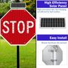 24" Solar LED Stop Sign, LED Flashing Stop Signs Rustproof Illuminated Light Traffic Road Warning Board, Aluminum view 2