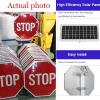 24"/30" Flashing Stop Sign Aluminum Octagon Reflective Led Flashing Street Metal Sign, Power Solar Stop Flashing Traffic Signs, Expressway Toll Booths Solar Stop Signs, Engineer Gr view 2