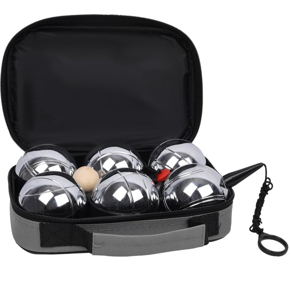 Boules Set Outdoor Family Game Steel Gray