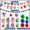 Pre-Strung Soccer Flags Bunting Decorations, 2026 Soccer Party Decorations Include NO- DIY Soccer Jersey Flag Bunting Banner Honeycomb Balls NO- DIY Hanging Swirls Circle Garland for Sports Themed Event Parties Home Restaurant Bar Club Garden Decor view 2