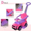 3 in 1 Ride On Push Car Stroller | Sliding Walker with Music Horn and Storage Compartment Protective Guardrail 55lb Capacity (Pink) view 3