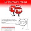 18" 2-Sided Handheld Paddle Sign with Handle, RechargeableReflective Sign, Steady/Flashing LED Light Modes (Stop/Stop) view 2