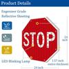 24 x 24inch Stop Sign, Solar Powered LED Flashing Stop Sign, Aluminum Octagon Road Signs Traffic LED Blinking Street view 2