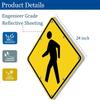 24" x 24/30" x 30 LED Flashing Pedestrian Crossing Sign, Street Traffic Warning Sign with Solar Powered, Heavy Duty Rust-Proof Metal Frame (30"(76cm))(24"(60cm)) view 2