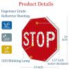 24"/30" Stop Led Sign, Traffic Led Blinking Street Warning Signs, Solar Powered led Blinking Reflective Street Traffic Warning Sign, Engineer Grade Reflective Film, Municipal Roads view 3