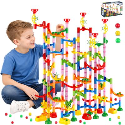 232 PCS Marble Run, STEM Building Toys with 45 Colourful Plastic Marbles