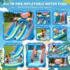 Inflatable Water Slide Park for Kids, 8-in-1 Blow Up Bouncy Castle Waterslide with Double Slides, Water Bounce House with Blower for Backyard, Outdoor & Indoor, Axolotl Theme, 319" L x 98" W x 107" H view 2