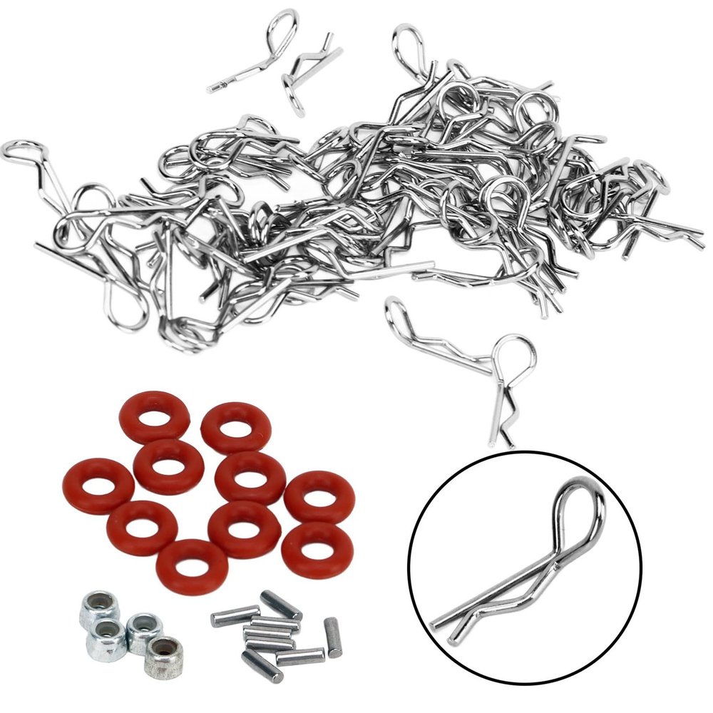 60PCS RC Car Body Clip 12mm Length 0.6mm Dia Easy Removal Installation Universal for 1/16 1/18 RC Car (Silver)