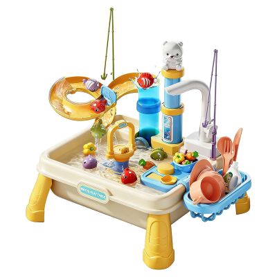 Kids Water Tables for Outside, 46x28x30cm Outdoor Sensory Game Built in Pump, ABS Water Activity Table, for Boys Girls Ages 4-8 Playroom Daycare Patio Beach Garden Park