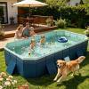 118" Foldable Swimming Pool, Non-Inflatable Anti-Slip PVC Rectangular Pool, Thickened Collapsible Above Ground Pool, for Outdoor Garden Backyard Summer Family Water Party 11.8ft view 1