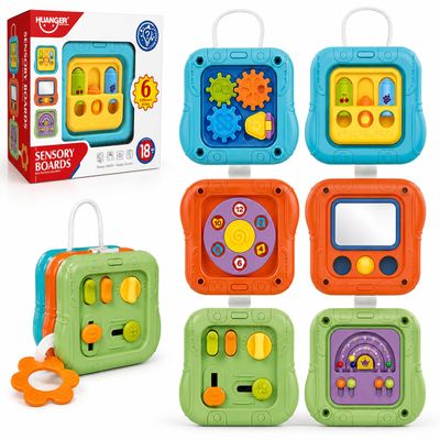 Koknwoa 6-in-1 Montessori Busy Board for Toddlers 1-3, Sensory Activity Board with Fine Motor Skills Toys, Portable Travel Toy, Educational Learning Toy for Boys and Girls Ages 1-3