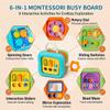 Koknwoa 6-in-1 Montessori Busy Board for Toddlers 1-3, Sensory Activity Board with Fine Motor Skills Toys, Portable Travel Toy, Educational Learning Toy for Boys and Girls Ages 1-3 view 2