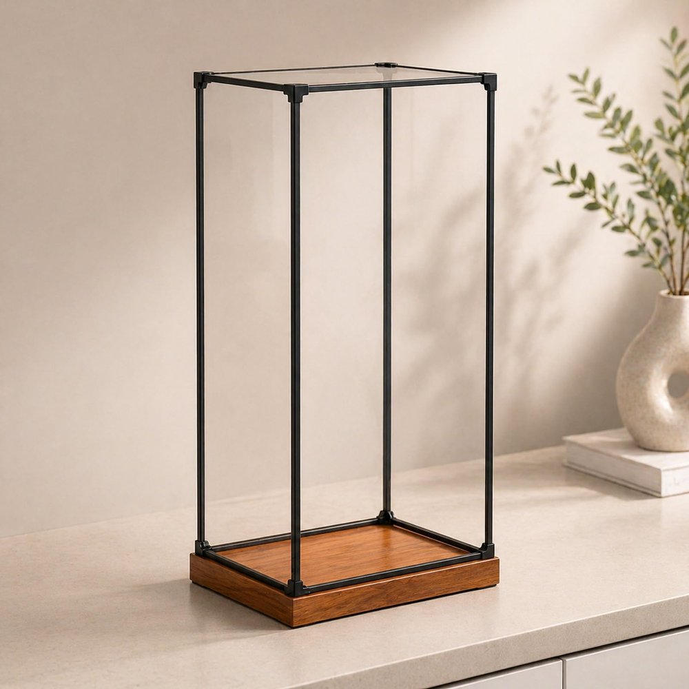 16 18 20 22 24 in Extra Tall Acrylic Display Case, Clear Reinforced Display Box with Metal Frame, Acrylic Cube Storage Showcase for Action Figure(15x15x45cm/6x6x18in)