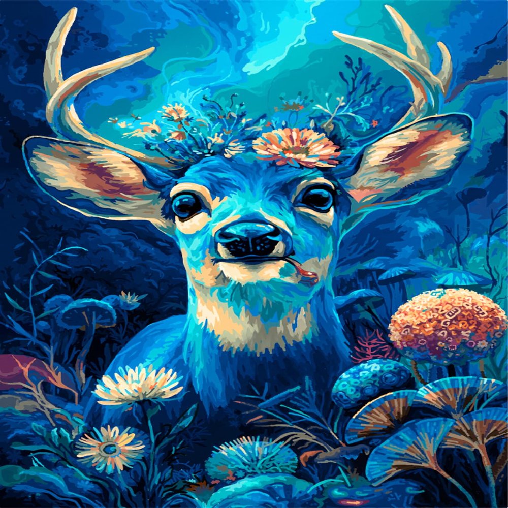 500 Piece Jigsaw Puzzles Fantasy Deer Floral Forest for Adults 14+