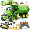 RC Farm Tractor Toy w/ Light & Music, Includes Loader, Trailer & Animals view 1