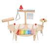 Fesjoy Baby Musical Instrument Set with Drum Glockenspiel Chime Bell Cymbal for Enhanced Hand Eye Coordination and Musical Interest, Safe Wood Construction view 2