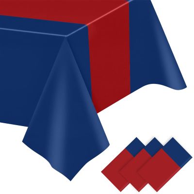 VitalCozy 6 Pcs Plastic Disposable Table Covers 51x108,Navy Blue, Red