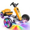 Hikole 12V Electric Go Kart for Kids 3-6, Foldable, Light-Up Wheels, Yellow view 1