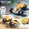 Hikole 12V Electric Go Kart for Kids 3-6, Foldable, Light-Up Wheels, Yellow view 2