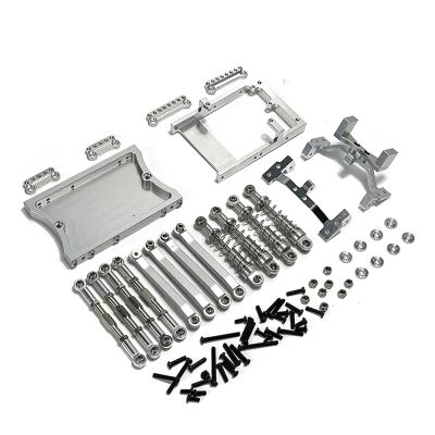 RC car Components Compatible with MN D90 for MN98 for MN99S 1/12 RC Car Upgrade Parts Metal for Chassis Link Rod Servo Mount Shock Absorber Beam Set(Silver)