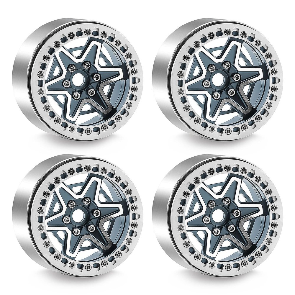 4PCS 2.2'' Aluminum Alloy Wheel Rim Tire Hub 64x36mm RC Upgrade Parts for 1/10 TRAXXAS TRX4 AXIAL SCX10 90046 YK4102 D90 MJX H8H Crawler RC Car (Titanium)