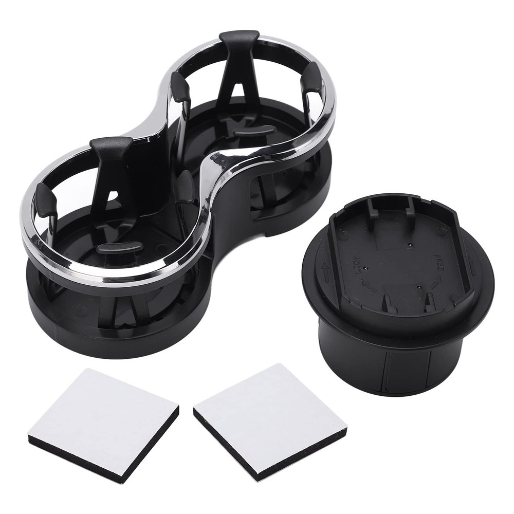 2 in 1 Cup Holder, Black ABS Double Drink Organizer with Base for Bottles, Cans and Cups Under 70mm