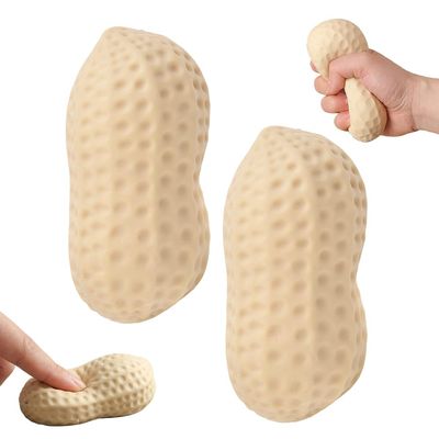 Peanut Shape Stress Relief Ball,Soft Squeeze Fidget,No Air Squishy,Crunchy Sensory Squishy,TPR Anxiety Hand Grip Decompression Ball,Portable Adult Stress Balls,Office Focus Relaxation (Peanut, 2)