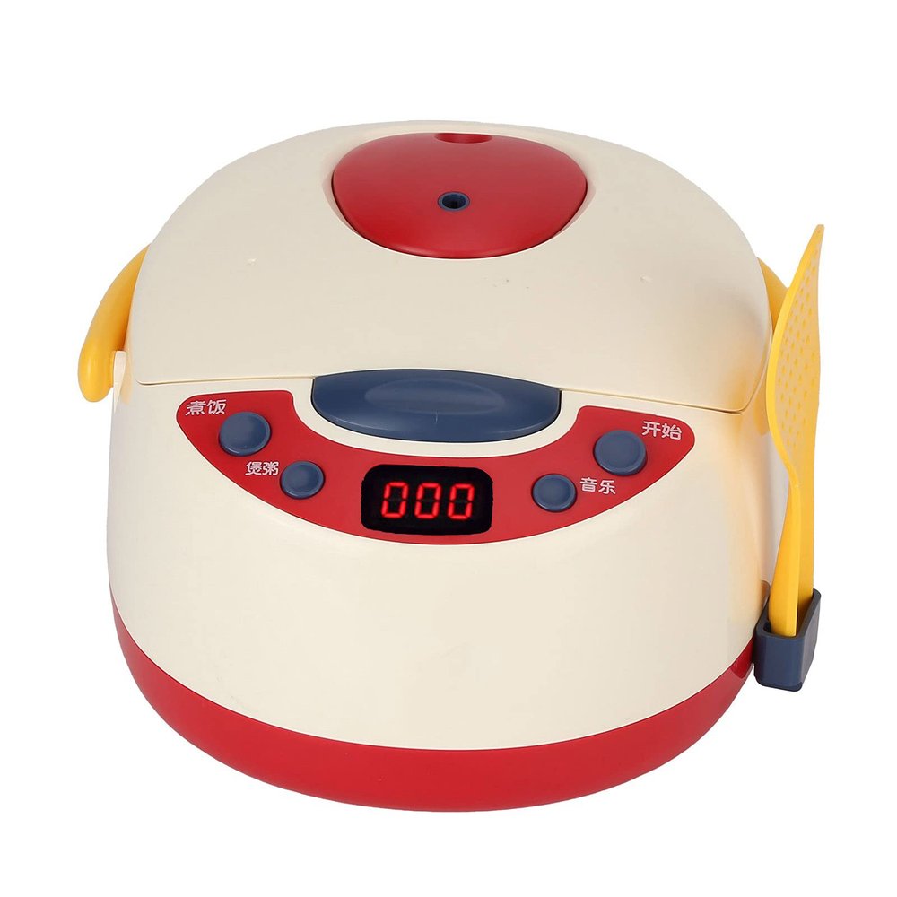 DAN&DRE Kids Rice Cooker Toy with Steam Sound Effects for 3 Years Old Kitchen Cooking Playset Simulation Toy with Music and Colorful Fruits (Red Spray Rice Cooker)