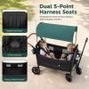 VRHOT Wagon Stroller for 2 Kids, Kids Wagon with Canopy and Seats, 2 Seater Wagon Stroller with Safety Harness, Foot Brake, Storage Basket view 2