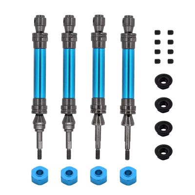 RC Car Toys Parts for Traxxas for Slash for Rustler for Stampede for Hoss for VXL 4X4 1/10 1 Set Metal CVD Front and Rear Drive Shafts RC Car Upgrade Parts(Blue2)