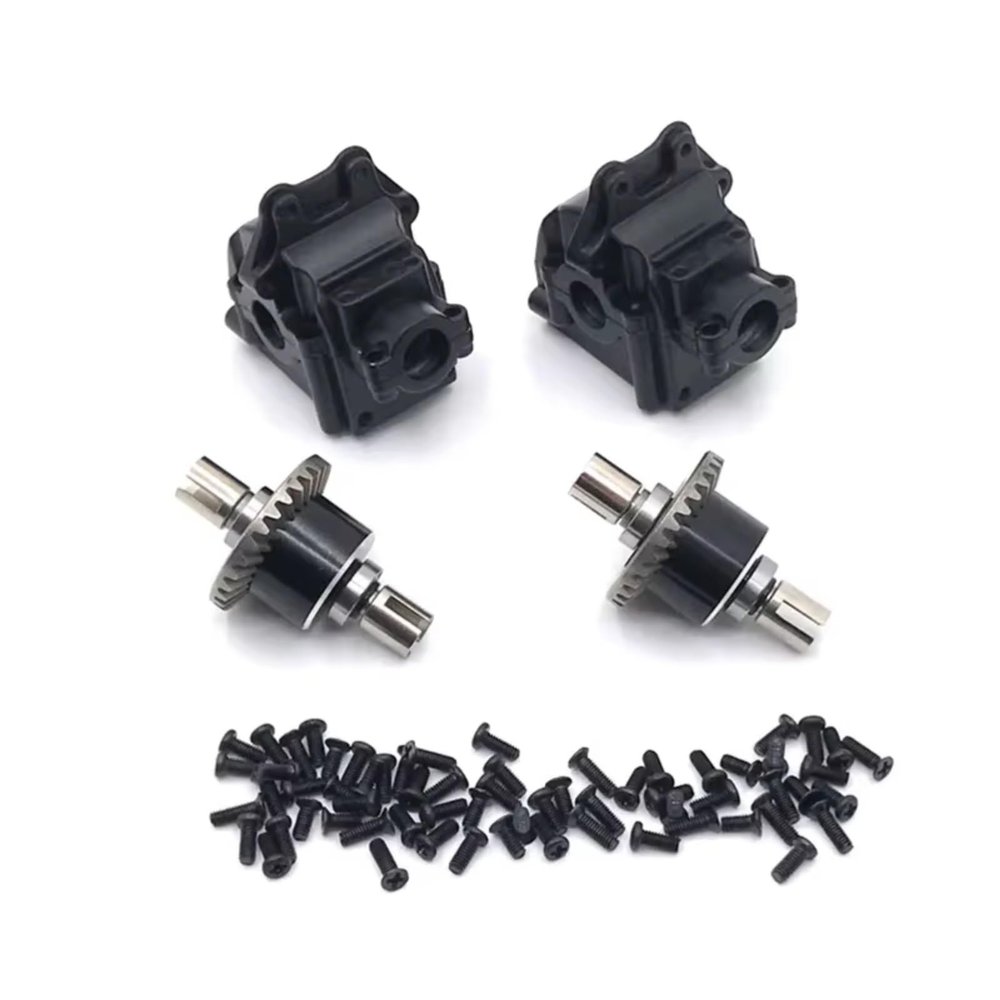 RC Jouets Parts for WLtoys 144001 144010 02 124010 124016 17 18 19 Metal Gearbox and Differential Upgrade Parts Accessories Modified Replace(Black)
