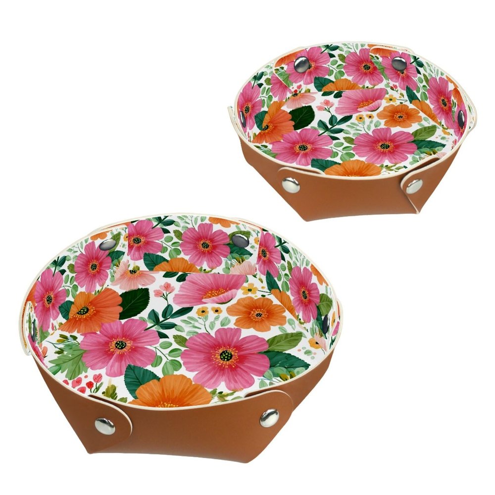 2Pcs PU Dice Holder Folding for RPG DND Table Games, Dice Trays Storage Box Portable Folding Rolling Dice Tray, Vibrant Fresh Floral