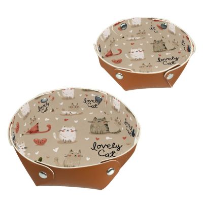 2Pcs PU Dice Holder Folding for RPG DND Table Games, Dice Trays Storage Box Portable Folding Rolling Dice Tray, Lovely Cats Cartoon