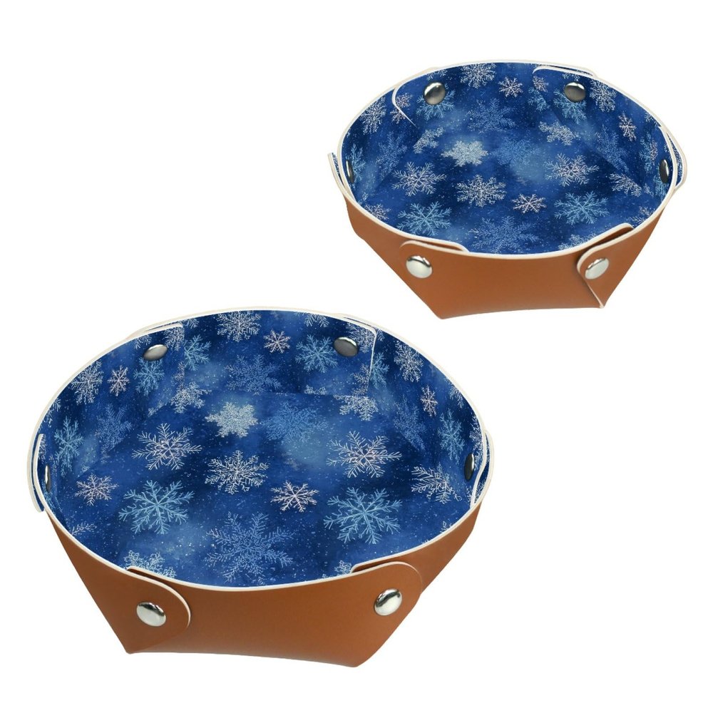 2Pcs PU Dice Holder Folding for RPG DND Table Games, Dice Trays Storage Box Portable Folding Rolling Dice Tray, Christmas Snowflake Blue
