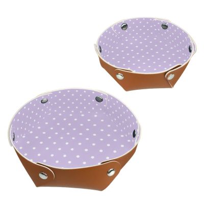 2Pcs PU Dice Holder Folding for RPG DND Table Games, Dice Trays Storage Box Portable Folding Rolling Dice Tray, Purple Polka Dots