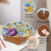 2Pcs PU Dice Holder Folding for RPG DND Table Games, Dice Trays Storage Box Portable Folding Rolling Dice Tray, Yellow and Blue Floral view 2