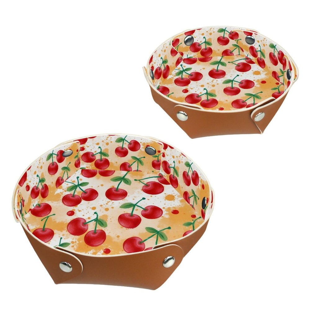 2Pcs PU Dice Holder Folding for RPG DND Table Games, Dice Trays Storage Box Portable Folding Rolling Dice Tray, Cherry Ink Orange