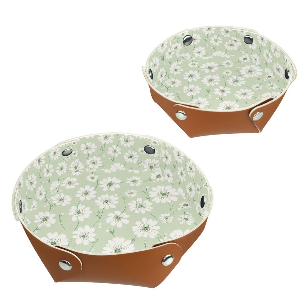 2Pcs PU Dice Holder Folding for RPG DND Table Games, Dice Trays Storage Box Portable Folding Rolling Dice Tray, Floral Green Background