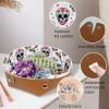 2Pcs PU Dice Holder Folding for RPG DND Table Games, Dice Trays Storage Box Portable Folding Rolling Dice Tray, Flowers Skulls Stars view 2