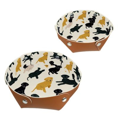 2Pcs PU Dice Holder Folding for RPG DND Table Games, Dice Trays Storage Box Portable Folding Rolling Dice Tray, Labrador Background