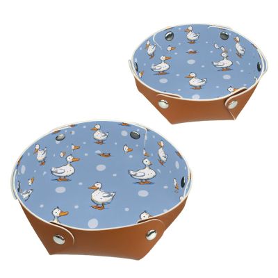 2Pcs PU Dice Holder Folding for RPG DND Table Games, Dice Trays Storage Box Portable Folding Rolling Dice Tray, Ducks Blue Background