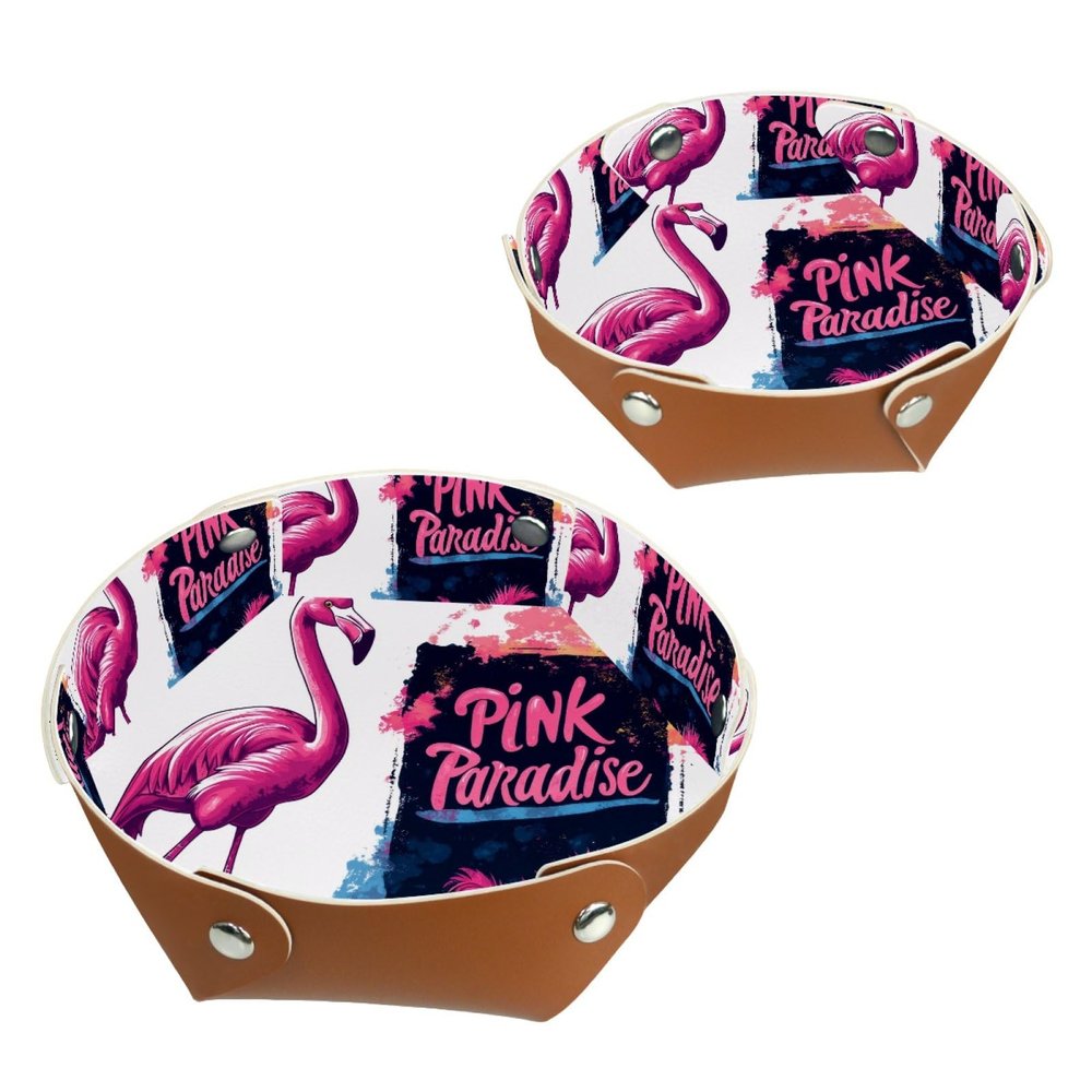 2Pcs PU Dice Holder Folding for RPG DND Table Games, Dice Trays Storage Box Portable Folding Rolling Dice Tray, Flamingo