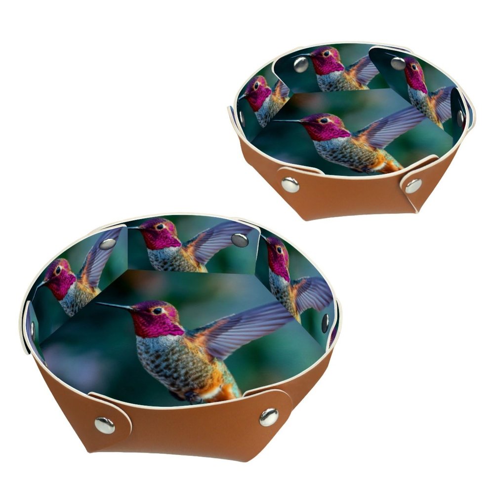 2Pcs PU Dice Holder Folding for RPG DND Table Games, Dice Trays Storage Box Portable Folding Rolling Dice Tray, Hummingbird